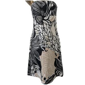 Ann Taylor Sz 2 Bold Floral Print Strapless Dress w Empire Waist.